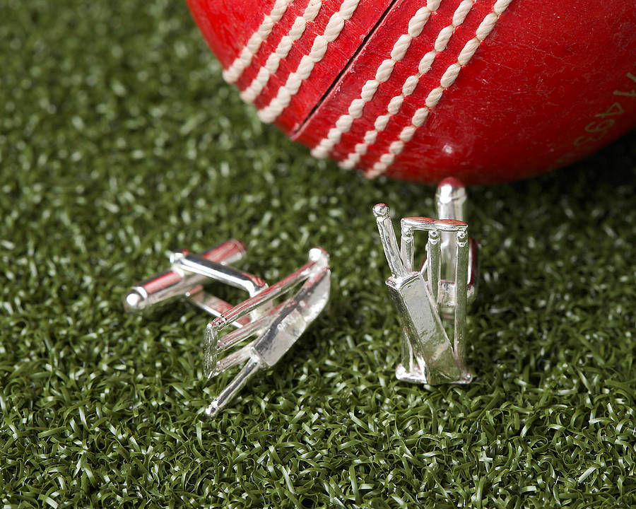Solid Silver Cricket Wicket And Bat Cufflinks By Me and My Sport